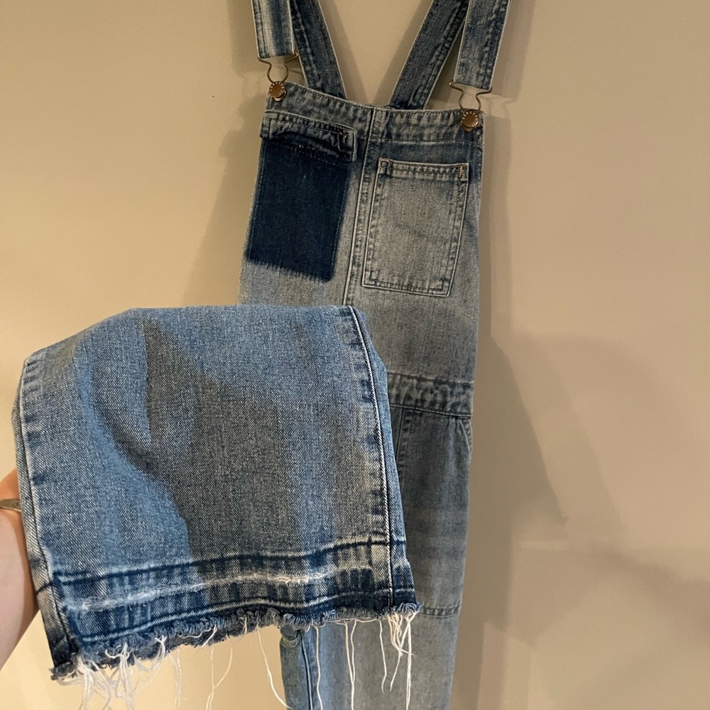distressed crop overalls